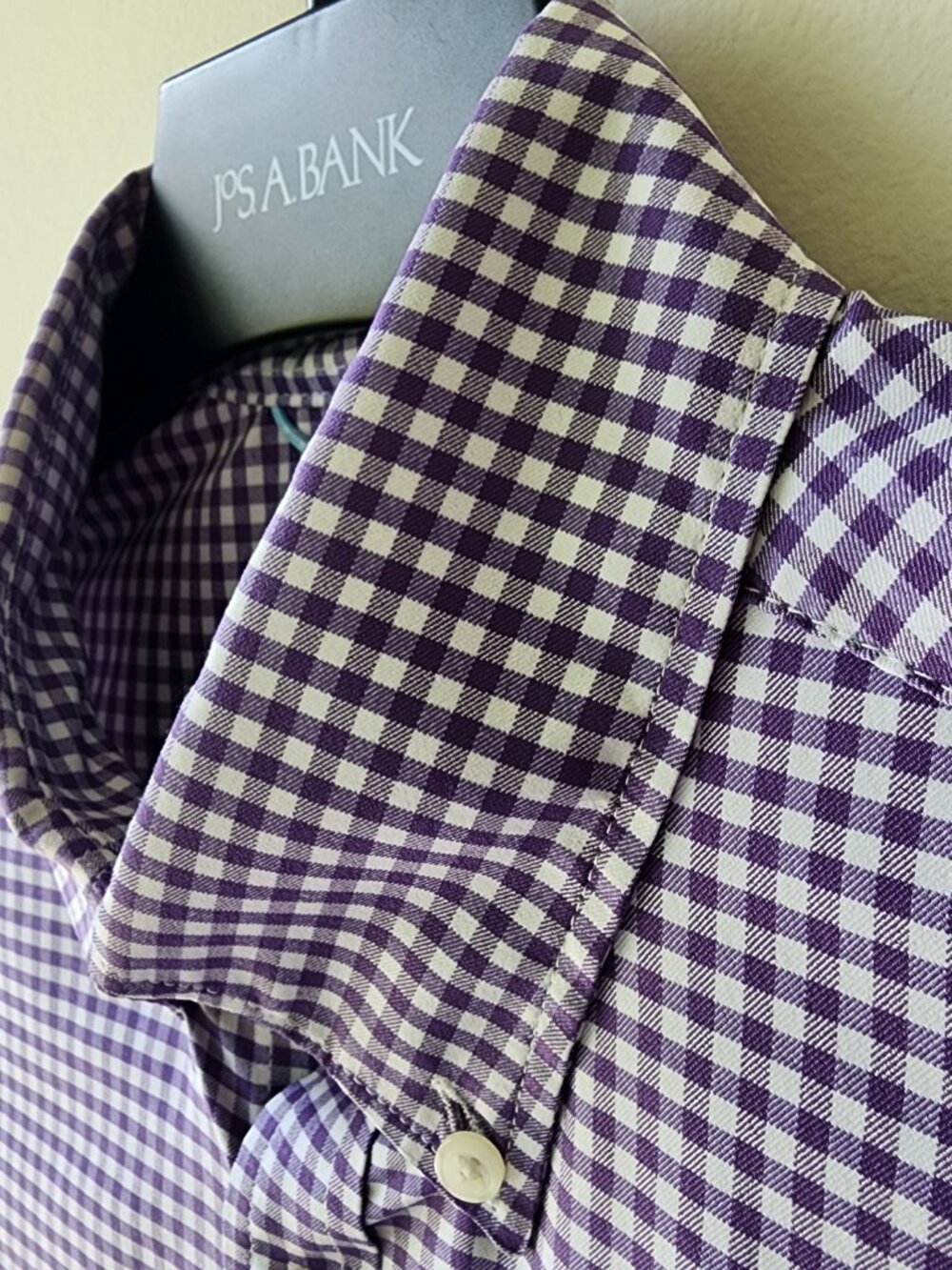 Small Purple Gingham Shirt Traveler Motion Jos A Bank Sz S Mens Check Quick Dry - Picture 4 of 17